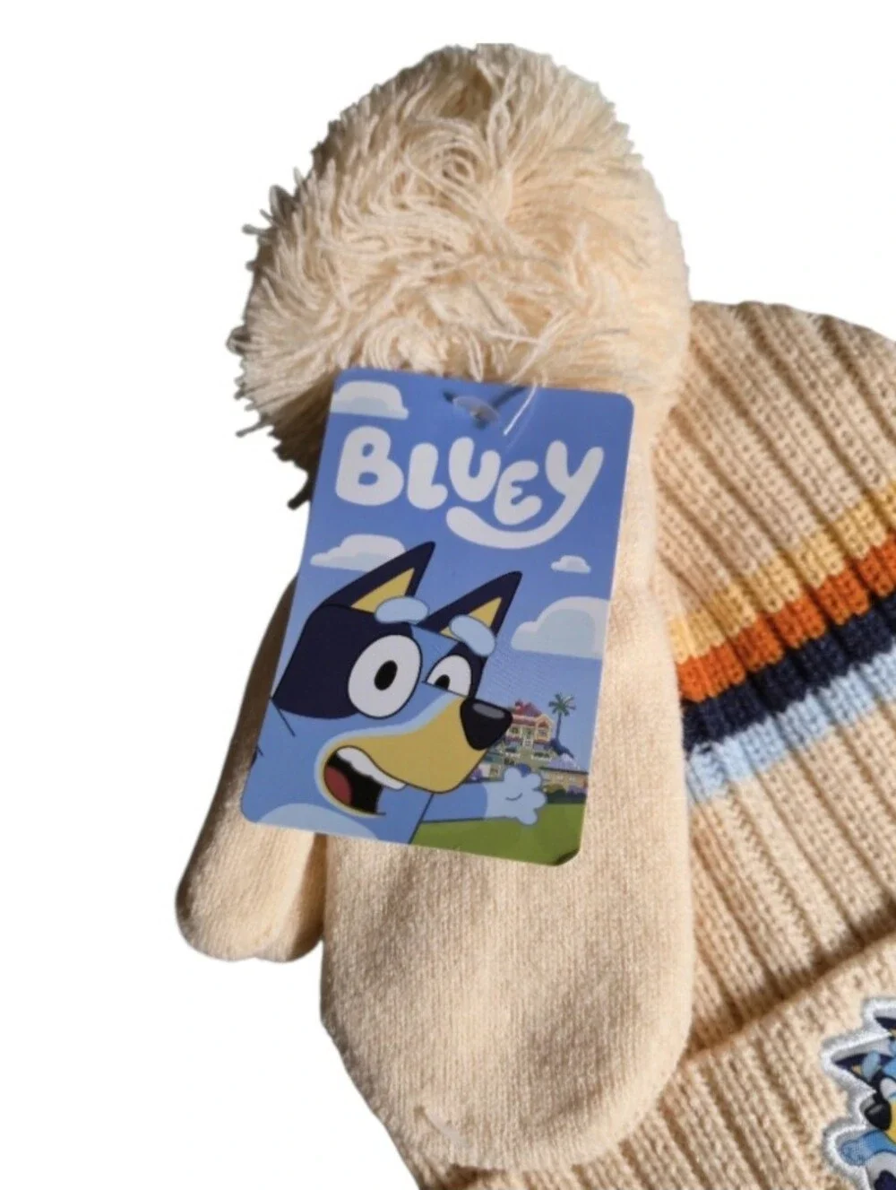 Bluey Character Toddler Beanie and Mittens, 2-Piece Set in Bingo Orange NWT!